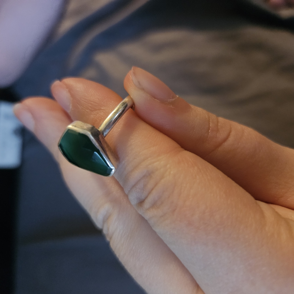 Elegant Silver and Green Ring